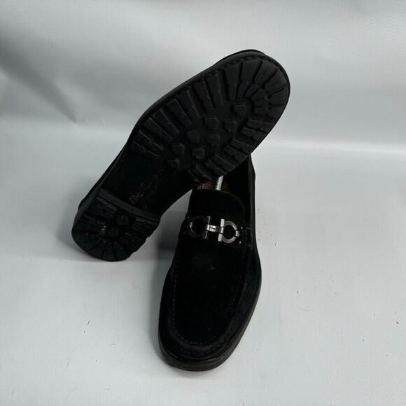 SALVATORE FERRAGAMO Men’s Diego Black Suede Horse Bit Loafers US 7.5‎